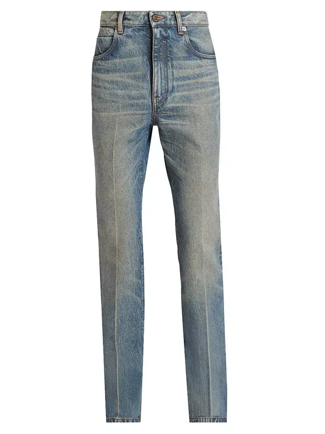 Men's Slim-Fit Straight-Leg Jeans - Bleu Jean Delave Men's Slim-Fit Straight-Leg Jeans - Bleu Jean Delave