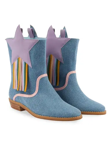 Stella McCartney Little Girl's & Girl's Star-Embroidered Denim Boots - Blue 12 (Child) | Thumbnail 1 Stella McCartney Little Girl's & Girl's Star-Embroidered Denim Boots - Blue 12 (Child) | Thumbnail 1