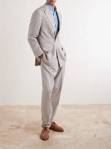 Brunello Cucinelli Double-Breasted Herringbone Cashmere and Silk-Blend Suit Jacket - Men | Thumbnail 2 Brunello Cucinelli Double-Breasted Herringbone Cashmere and Silk-Blend Suit Jacket - Men | Thumbnail 2