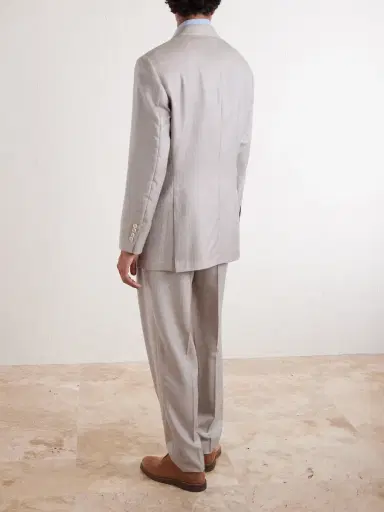 Brunello Cucinelli Double-Breasted Herringbone Cashmere and Silk-Blend Suit Jacket - Men | Thumbnail 4 Brunello Cucinelli Double-Breasted Herringbone Cashmere and Silk-Blend Suit Jacket - Men | Thumbnail 4