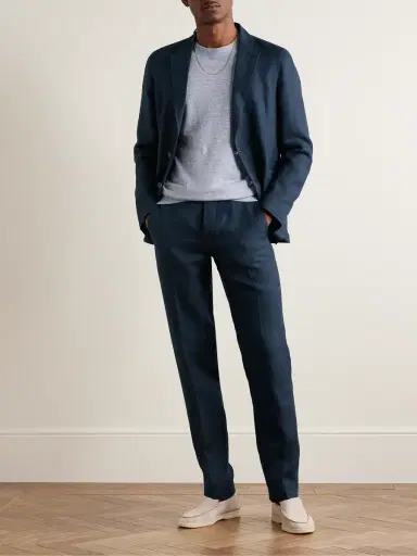 Zegna Slim-Fit Oasi Lino Twill Suit Trousers - Men | Thumbnail 2 Zegna Slim-Fit Oasi Lino Twill Suit Trousers - Men | Thumbnail 2