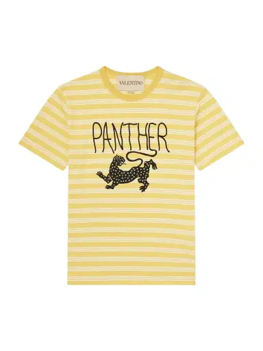 Valentino Garavani Striped Printed Cotton-Jersey T-Shirt - Men | Thumbnail 1 Valentino Garavani Striped Printed Cotton-Jersey T-Shirt - Men | Thumbnail 1
