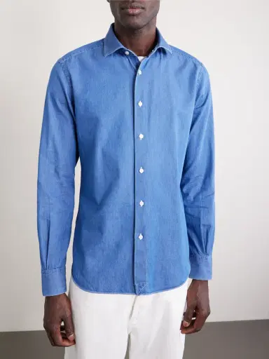 Slowear Slim-Fit Cotton-Chambray Shirt - Men | Thumbnail 3 Slowear Slim-Fit Cotton-Chambray Shirt - Men | Thumbnail 3
