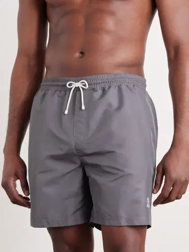 Brunello Cucinelli Straight-Leg Mid-Length Logo-Embroidered Swim Shorts - Men | Thumbnail 2 Brunello Cucinelli Straight-Leg Mid-Length Logo-Embroidered Swim Shorts - Men | Thumbnail 2