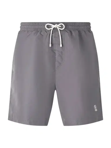 Brunello Cucinelli Straight-Leg Mid-Length Logo-Embroidered Swim Shorts - Men | Thumbnail 1 Brunello Cucinelli Straight-Leg Mid-Length Logo-Embroidered Swim Shorts - Men | Thumbnail 1