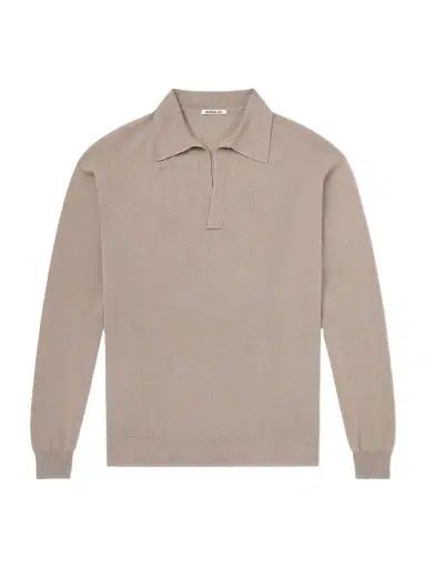 Auralee Open-Collar Cashmere and Silk-Blend Polo Shirt - Men | Thumbnail 1 Auralee Open-Collar Cashmere and Silk-Blend Polo Shirt - Men | Thumbnail 1
