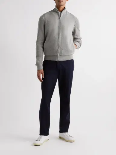 Loro Piana Suede-Trimmed Cashmere-Blend Zip-Up Cardigan - Men | Thumbnail 2 Loro Piana Suede-Trimmed Cashmere-Blend Zip-Up Cardigan - Men | Thumbnail 2