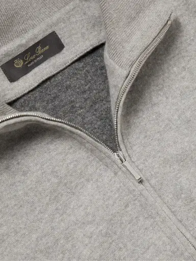 Loro Piana Suede-Trimmed Cashmere-Blend Zip-Up Cardigan - Men | Thumbnail 4 Loro Piana Suede-Trimmed Cashmere-Blend Zip-Up Cardigan - Men | Thumbnail 4