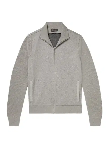 Loro Piana Suede-Trimmed Cashmere-Blend Zip-Up Cardigan - Men | Thumbnail 1 Loro Piana Suede-Trimmed Cashmere-Blend Zip-Up Cardigan - Men | Thumbnail 1