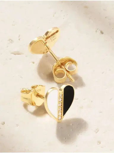 Sydney Evan 14-karat Gold, Diamond And Enamel Earrings | Thumbnail 3 Sydney Evan 14-karat Gold, Diamond And Enamel Earrings | Thumbnail 3