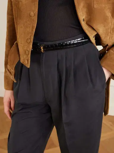 Saint Laurent Pleated Silk-habotai Straight-leg Pants | Thumbnail 5 Saint Laurent Pleated Silk-habotai Straight-leg Pants | Thumbnail 5
