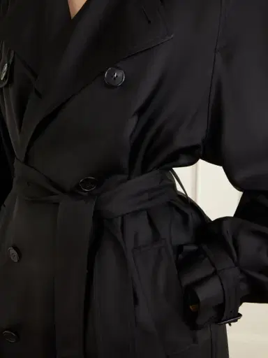 Saint Laurent Double-breasted Belted Silk-twill Trench Coat | Thumbnail 4 Saint Laurent Double-breasted Belted Silk-twill Trench Coat | Thumbnail 4