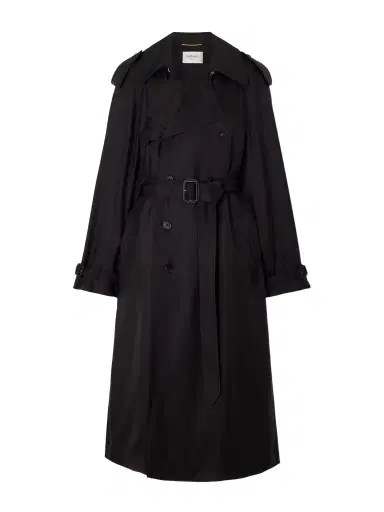 Saint Laurent Double-breasted Belted Silk-twill Trench Coat | Thumbnail 1 Saint Laurent Double-breasted Belted Silk-twill Trench Coat | Thumbnail 1