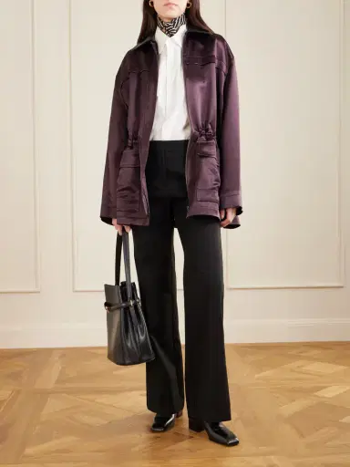 Maria McManus Leather-trimmed Sateen Jacket | Thumbnail 2 Maria McManus Leather-trimmed Sateen Jacket | Thumbnail 2