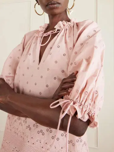 Valentino Garavani Tie-detailed Gathered Broderie Anglaise Cotton Blouse | Thumbnail 5 Valentino Garavani Tie-detailed Gathered Broderie Anglaise Cotton Blouse | Thumbnail 5