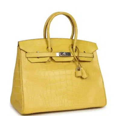 HERMÈS Pre-owned Hermes Birkin 35 Mimosa Matte Alligator Palladium Hardware | Thumbnail 2 HERMÈS Pre-owned Hermes Birkin 35 Mimosa Matte Alligator Palladium Hardware | Thumbnail 2