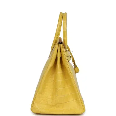 HERMÈS Pre-owned Hermes Birkin 35 Mimosa Matte Alligator Palladium Hardware | Thumbnail 3 HERMÈS Pre-owned Hermes Birkin 35 Mimosa Matte Alligator Palladium Hardware | Thumbnail 3