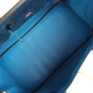 HERMÈS Vintage Hermes Birkin 30 Bleu Roi Shiny Porosus Crocodile Gold Hardware | Thumbnail 8 HERMÈS Vintage Hermes Birkin 30 Bleu Roi Shiny Porosus Crocodile Gold Hardware | Thumbnail 8