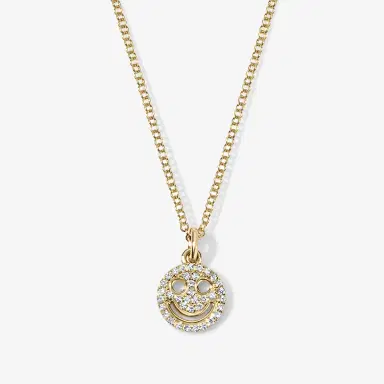 Stephanie Gottlieb Mini Token Pave Smiley Face Necklace | Thumbnail 1 Stephanie Gottlieb Mini Token Pave Smiley Face Necklace | Thumbnail 1