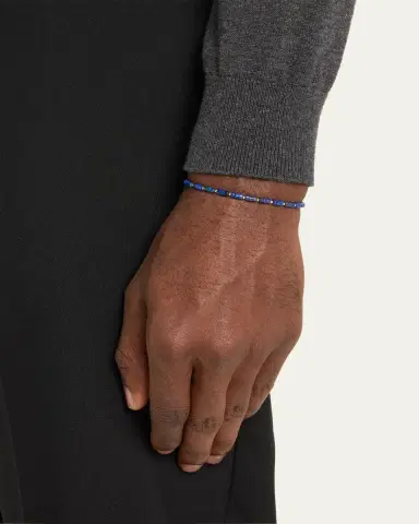 Jan Leslie Men's 18K Gold Lapis Beaded Bracelet | Thumbnail 2 Jan Leslie Men's 18K Gold Lapis Beaded Bracelet | Thumbnail 2