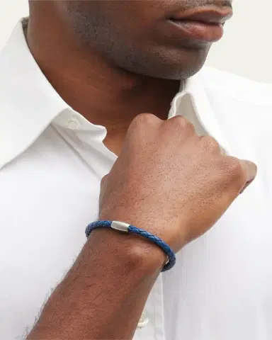 Jan Leslie Men's Woven Leather Bracelet | Thumbnail 2 Jan Leslie Men's Woven Leather Bracelet | Thumbnail 2
