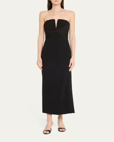 Halston Marguerite Strapless Plunge Midi Dress | Thumbnail 2 Halston Marguerite Strapless Plunge Midi Dress | Thumbnail 2