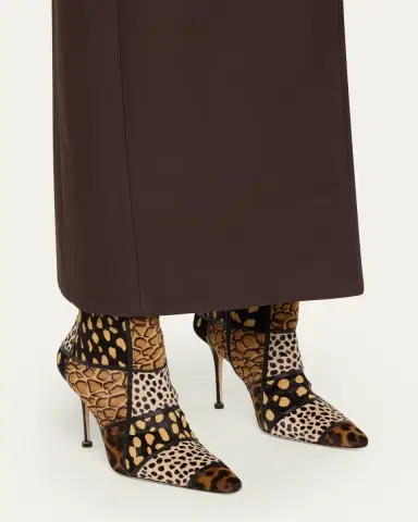 Manolo Blahnik 105mm Trulona Patchwork Calf Hair Booties | Thumbnail 2 Manolo Blahnik 105mm Trulona Patchwork Calf Hair Booties | Thumbnail 2