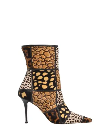 Manolo Blahnik 105mm Trulona Patchwork Calf Hair Booties | Thumbnail 1 Manolo Blahnik 105mm Trulona Patchwork Calf Hair Booties | Thumbnail 1