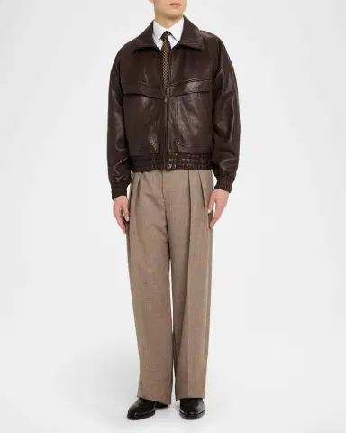 Saint Laurent Men's Leather Blouson Jacket | Thumbnail 2 Saint Laurent Men's Leather Blouson Jacket | Thumbnail 2