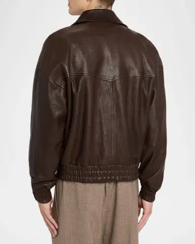 Saint Laurent Men's Leather Blouson Jacket | Thumbnail 3 Saint Laurent Men's Leather Blouson Jacket | Thumbnail 3