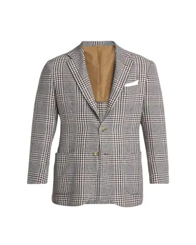 Kiton Men's Prince of Wales Cashmere and Linen Sport Coat | Thumbnail 1 Kiton Men's Prince of Wales Cashmere and Linen Sport Coat | Thumbnail 1