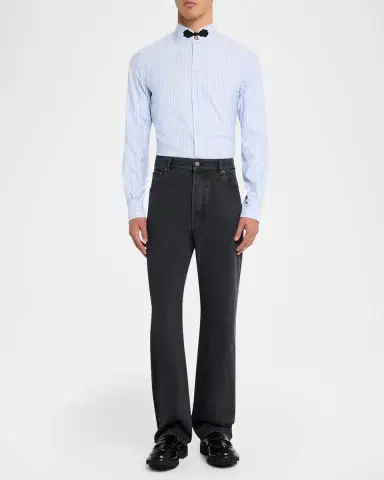 Valentino Garavani Men's Grey Denim Straight Leg Jeans | Thumbnail 6 Valentino Garavani Men's Grey Denim Straight Leg Jeans | Thumbnail 6