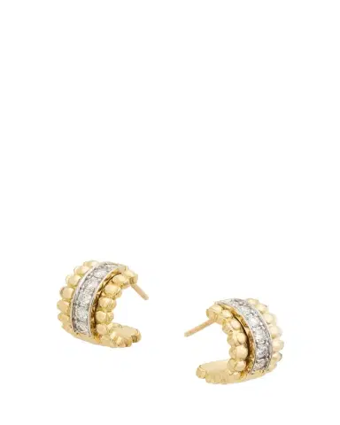 Jamie Wolf 18K Yellow and White Gold Diamond Hoop Earrings with Beaded Edge | Thumbnail 1 Jamie Wolf 18K Yellow and White Gold Diamond Hoop Earrings with Beaded Edge | Thumbnail 1