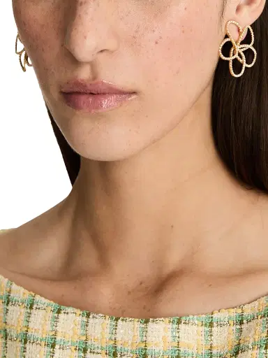 Oscar de la Renta Women's Flower Chain 24K-Gold-Plated & Glass Crystal Earrings - Crystal | Thumbnail 2 Oscar de la Renta Women's Flower Chain 24K-Gold-Plated & Glass Crystal Earrings - Crystal | Thumbnail 2