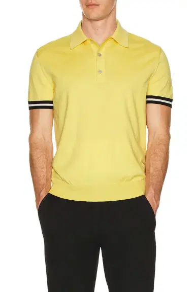 TOM FORD Contrast Cotton Silk Short Sleeve Polo | Thumbnail 1 TOM FORD Contrast Cotton Silk Short Sleeve Polo | Thumbnail 1