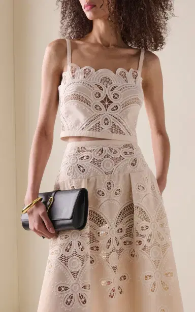 Elie Saab Embroidered Eyelet Crop Top | Thumbnail 2 Elie Saab Embroidered Eyelet Crop Top | Thumbnail 2