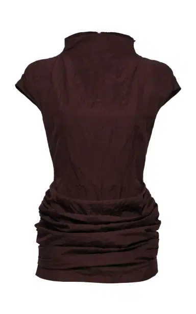 Magda Butrym High-Neck Ruched Cotton-Blend Mini Dress | Thumbnail 5 Magda Butrym High-Neck Ruched Cotton-Blend Mini Dress | Thumbnail 5