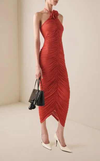 Magda Butrym Ruched Halter Midi Dress | Thumbnail 2 Magda Butrym Ruched Halter Midi Dress | Thumbnail 2