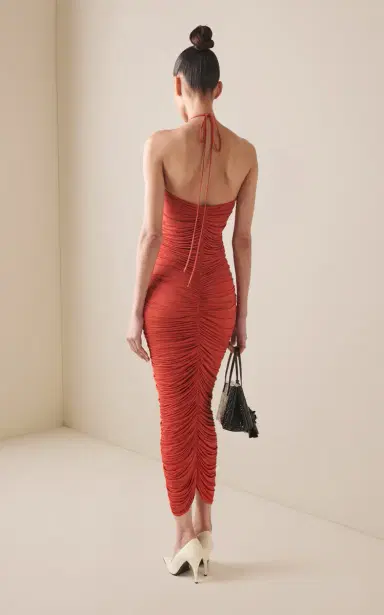 Magda Butrym Ruched Halter Midi Dress | Thumbnail 4 Magda Butrym Ruched Halter Midi Dress | Thumbnail 4