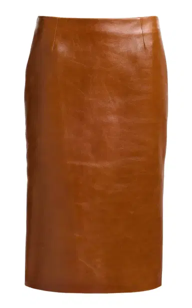 Elie Saab Mid-Rise Leather Knee-Length Skirt | Thumbnail 1 Elie Saab Mid-Rise Leather Knee-Length Skirt | Thumbnail 1