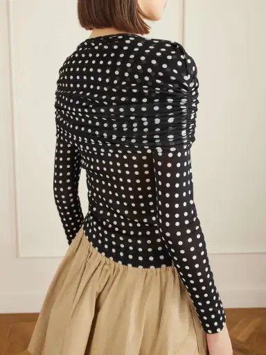 Patou Ruched Polka-dot Chiffon Top | Thumbnail 3 Patou Ruched Polka-dot Chiffon Top | Thumbnail 3