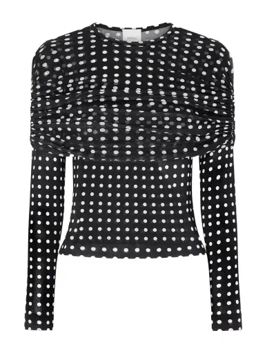 Patou Ruched Polka-dot Chiffon Top | Thumbnail 1 Patou Ruched Polka-dot Chiffon Top | Thumbnail 1