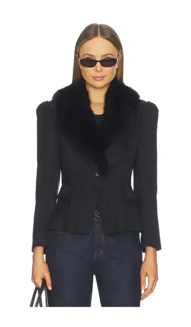 L'Agence Kaisley Fur Collar Blazer | Thumbnail 1 L'Agence Kaisley Fur Collar Blazer | Thumbnail 1