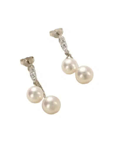 Mikimoto 18-karat White Gold, Diamond And Pearl Earrings | Thumbnail 1 Mikimoto 18-karat White Gold, Diamond And Pearl Earrings | Thumbnail 1