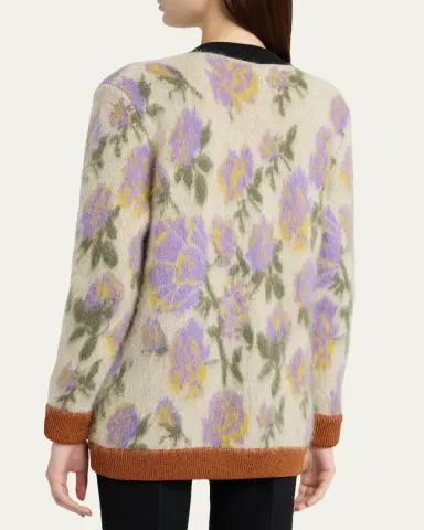 Valentino Garavani Floral-Print Mohair V-Neck Cardigan | Thumbnail 3 Valentino Garavani Floral-Print Mohair V-Neck Cardigan | Thumbnail 3