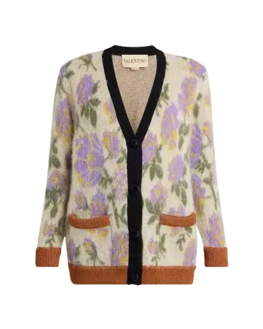 Valentino Garavani Floral-Print Mohair V-Neck Cardigan | Thumbnail 1 Valentino Garavani Floral-Print Mohair V-Neck Cardigan | Thumbnail 1