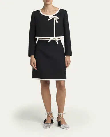 Valentino Garavani Contrast Bow Crop Coat | Thumbnail 2 Valentino Garavani Contrast Bow Crop Coat | Thumbnail 2