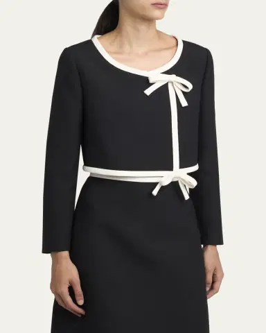 Valentino Garavani Contrast Bow Crop Coat | Thumbnail 4 Valentino Garavani Contrast Bow Crop Coat | Thumbnail 4