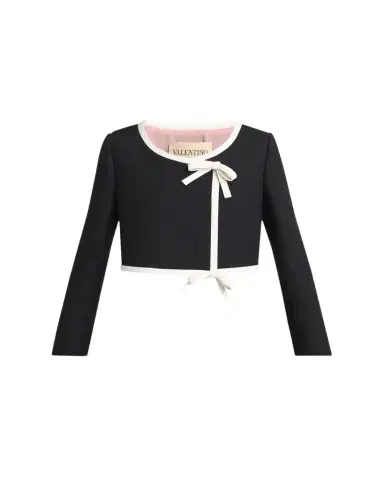 Valentino Garavani Contrast Bow Crop Coat | Thumbnail 1 Valentino Garavani Contrast Bow Crop Coat | Thumbnail 1