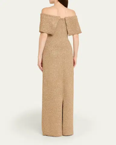 Lela Rose Deed Off-The-Shoulder Sequin Knit Gown | Thumbnail 3 Lela Rose Deed Off-The-Shoulder Sequin Knit Gown | Thumbnail 3